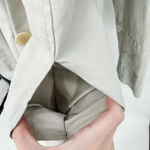 Burberry Trench Chelsea Kensington Short Belt Jacket Coat Grey Rain White 14R LW - Picture 4 of 16